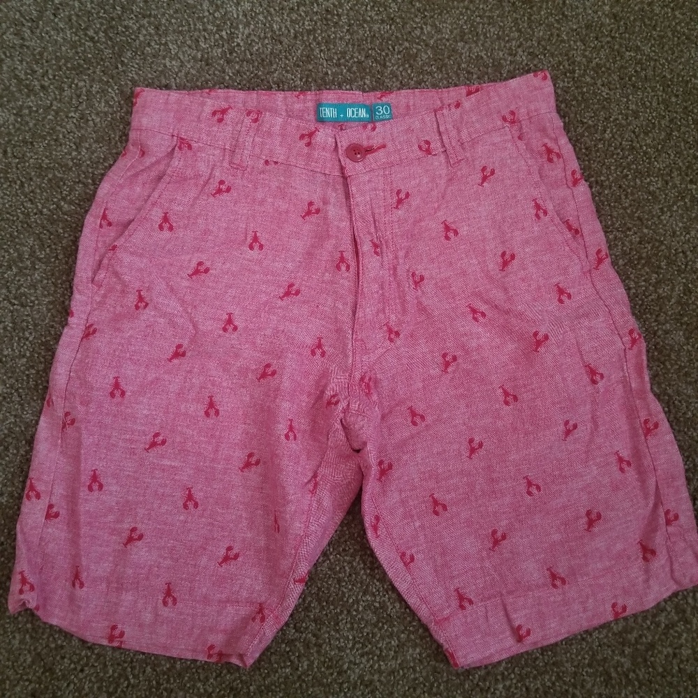 Linen embroidered lobster shorts